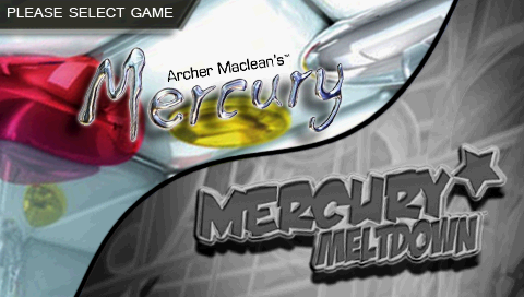 Archer Maclean's Mercury title screen for PSP